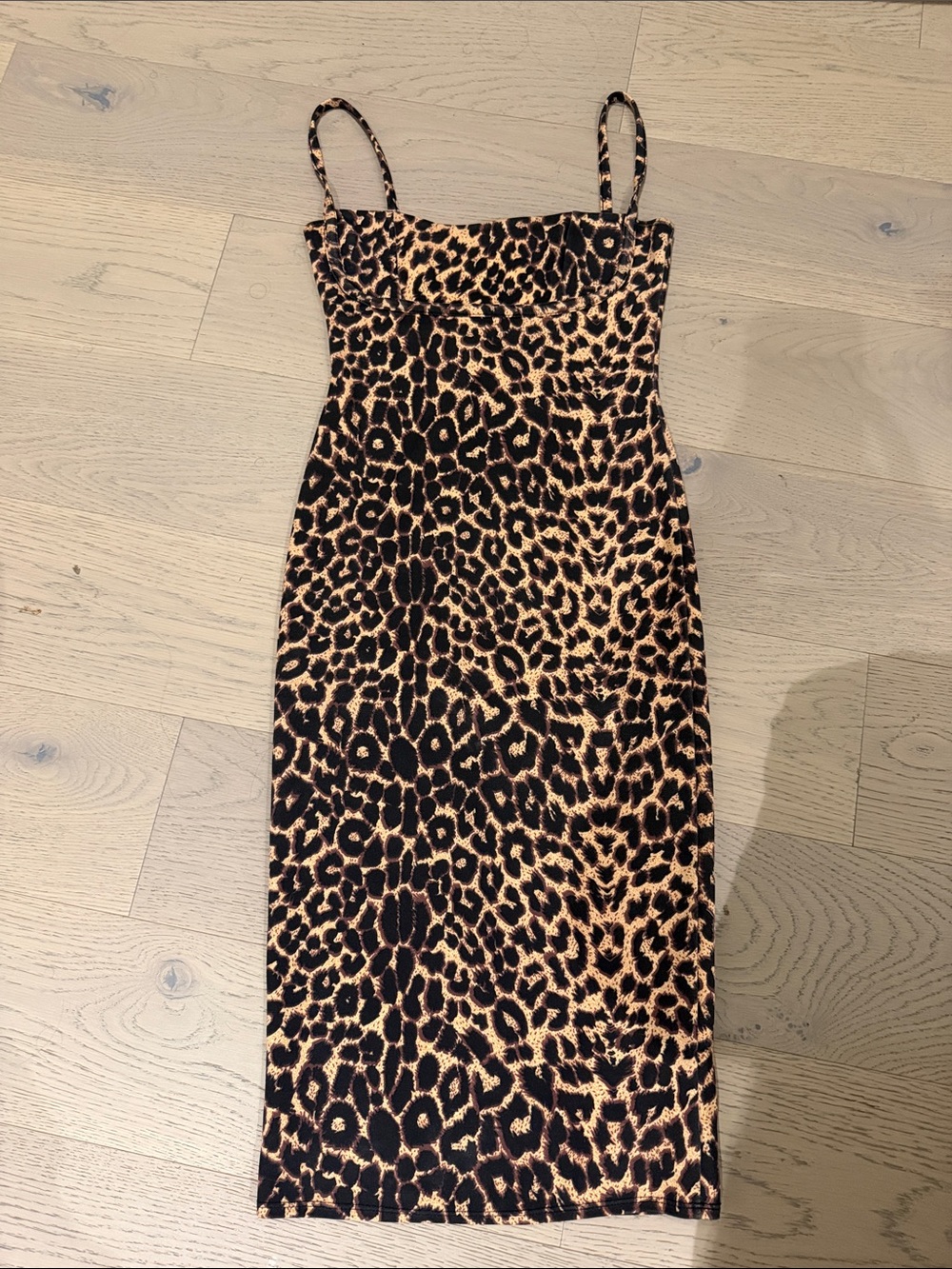 PrettyLittleThing Leopard Print Spaghetti Strap Midi Dress - Brown/Black